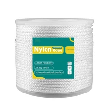 1/4 Inch Nylon Rope 500 Ft Solid Braid High UV and Abrasion Resistance, Multi...
