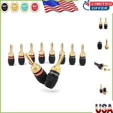 5 Pairs of 24K Gold Plated Deadbolt Banana Plugs for Clear Audio Connections