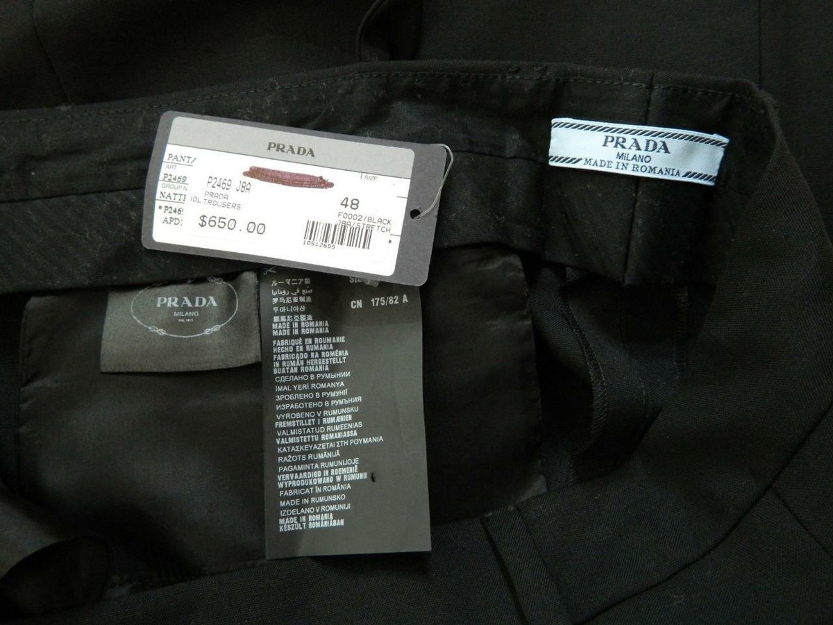 Prada Pants Dress Slacks Black Trousers Stretch NWT $650 48 Prada Pants Dress Slacks Black Trousers Stretch NWT $650 48