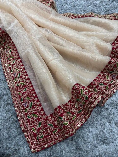 NEW Designer Bollywood Saree Partywear Indian Pakistani Wedding Sari - Picture 10 of 14