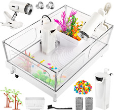 Small Turtle Tank Kit - Turtle Aquarium with Light Filter Rocks Brush and Plant