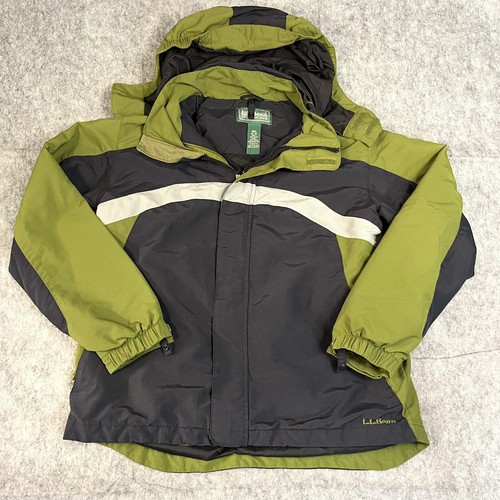 LL BEAN Boys Youth XL 18 Nylon Jacket Hooded Coat Kid’s Lightweight Green Spring