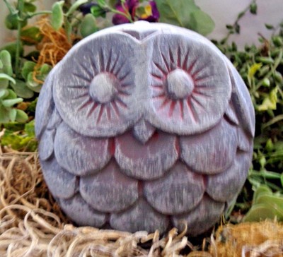 Latex fat owl statue mold plaster concrete  cement mould 4.5  x 4.5  x 2.25 