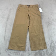 Ralph Lauren Sport Wide Leg Pants Women 6 Beige Twill Trousers Designer NWT