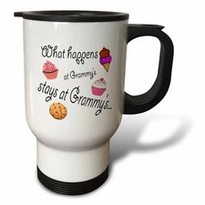 3dRose What happens at grammy’s stays at grammy’s 14oz Stainless Steel Travel Mu