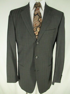 Hugo Boss Einstein Sigma Mens Grey Herringbone 2 Btn S100s Suit 40L