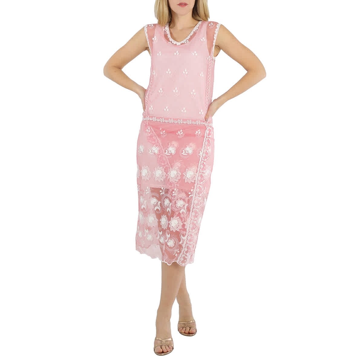 Authentic NEW BURBERRY Women Pink CHANTILLY Sleeveless Lace
