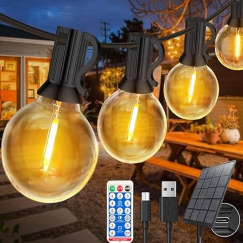 Ghirlande di luci solari da giardino, 31,9 m, luci solari da giardino, con 45 +
