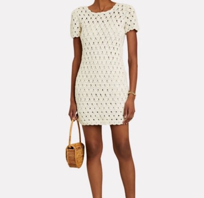 NWT INTERMIX Sonia Crochet Mini Dress in Ivory Size Xs $288. | eBay