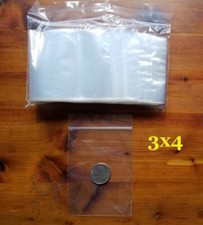 100 ZIP BAGS 3" x 4" CLEAR 2 MIL PLASTIC RECLOSABLE TOP LOCK SEAL MINI BAGGIES