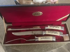 Antique Excello Deluxe Stainless Steel Carving Knife & Serving Fork Set!Vintage!