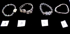 LOT OF FOUR  SILVER TONE CRYSTAL ART BRACELETS  j88cr  ZA27