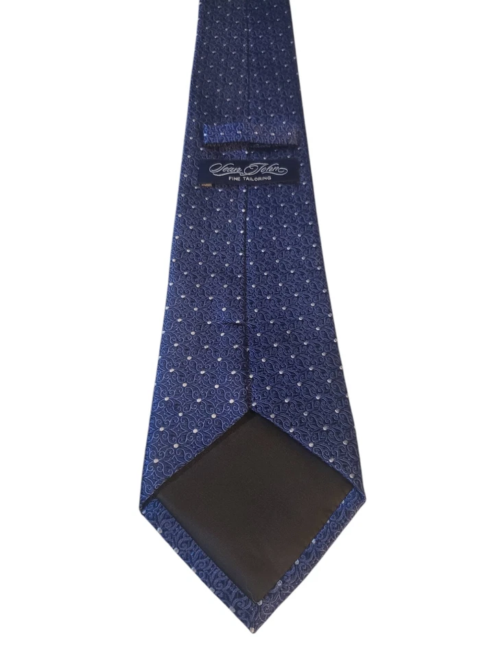 Corbata Sean John Para Hombres Sastrería Fina Azul Blanco Estampado de Pergamino Lunares Foto 4 de 4