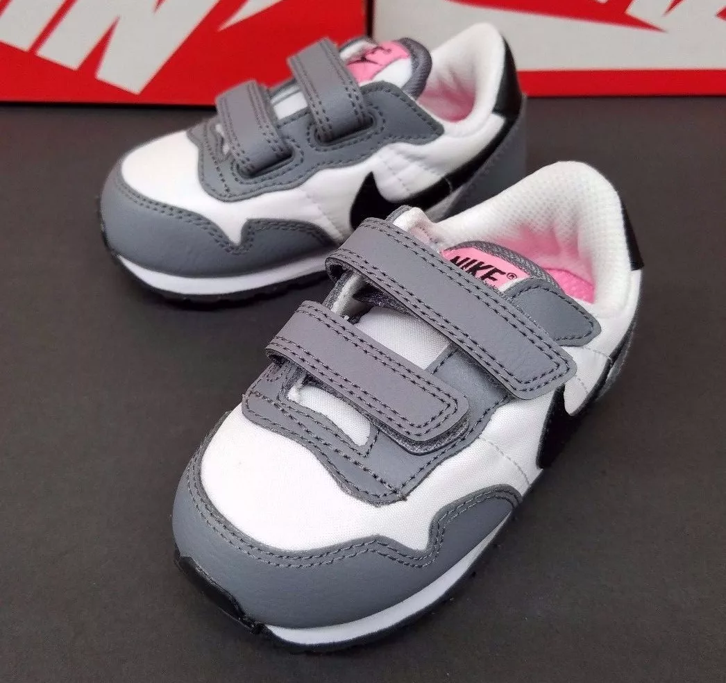 Nike Trainers Kids Metro Plus Cl Tdv Grey White Pink Shoes New In