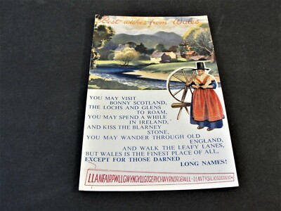 Best Wishes from Wales, Great Britain - 1960s Postmarked Postcard.