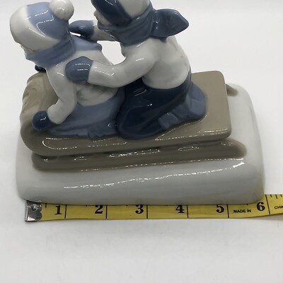 Porcelain Figurine Two Children on a sled 1993 Vintage PS Mexico 6