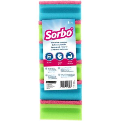 Sorbo Schleifschwamm Scheuer Extra Grip Peeling Reinigung 6er Set - Rosa/Grün