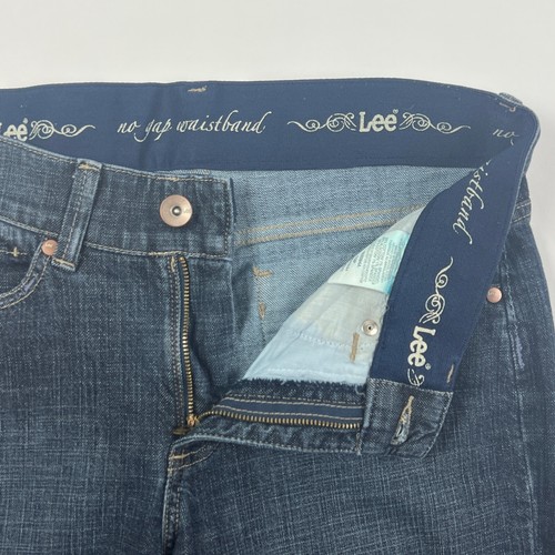 Lee Straight No Gap Waistband Womens Jeans Size 10P Blue Stretch Dark Wash - Picture 3 of 10