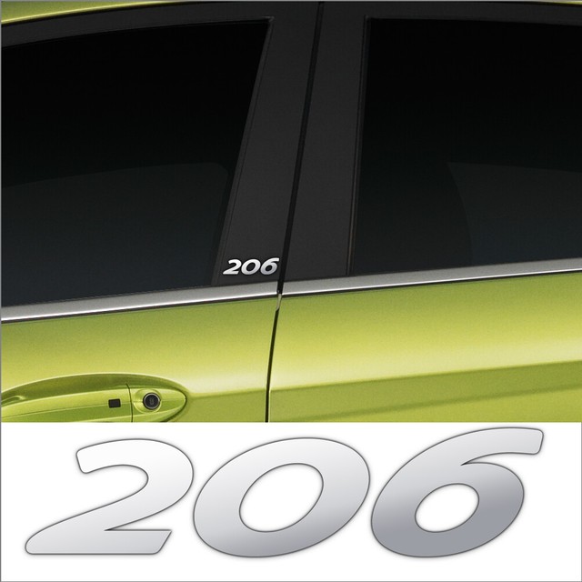 2 X Peugeot 206 Chrome Vinyl Door Pillar Stickers Decal Graphic Adhesive Car Mod for sale online