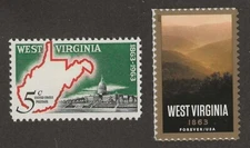 WEST VIRGINIA STATEHOOD - 2 U.S. POSTAGE STAMPS - MINT CONDITION