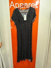 Na-kd Midi Buttoned Dress, Black Polka Dot, NEW, Size EU 38 / Medium, RRP £40