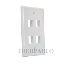 Keystone 4 Hole Port Jack Insert Flush Wall Face Plate Network CAT5e CAT6 White