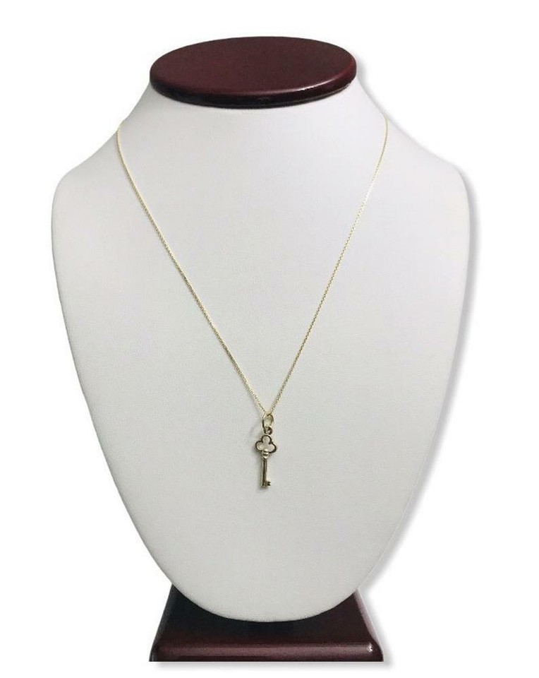 Solid 10K Yellow Gold Key Charm Pendant or 0.8mm Cable Chain Necklace ...