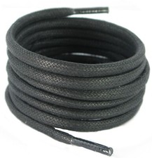 140 cm 5 mm round waxed Cotton Black Boot laces 1 2 Pair Packs