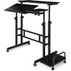Rolling Standing Laptop Table with Monitor Shelf & Host Rack