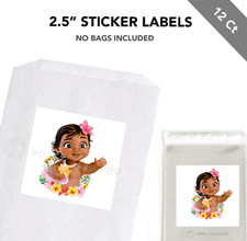 12 Baby Moana 2.5" Etiqueta Adhesiva Bolsa Caja de Golosinas Fiesta Favor Niños Ducha Cumpleaños