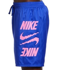 Nike Swim Trunks Men Small Blue Pink 7  Inseam Mesh Lined Pocket Beach Swimwear