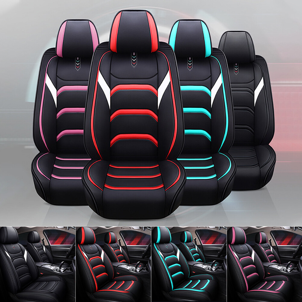 Car Seat Cover Full Set PU Leather Front Rear Seat Cushion Pad for Car SUV Truck-image