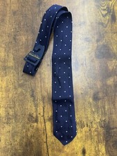 Brooks Brothers Navy Tie With white Polka Dots Red Fleece Men s Necktie 56"