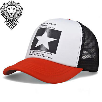 Mens Casual Baseball Cap Breathable Mesh Back Adjustable Trucker Hat Colorblock