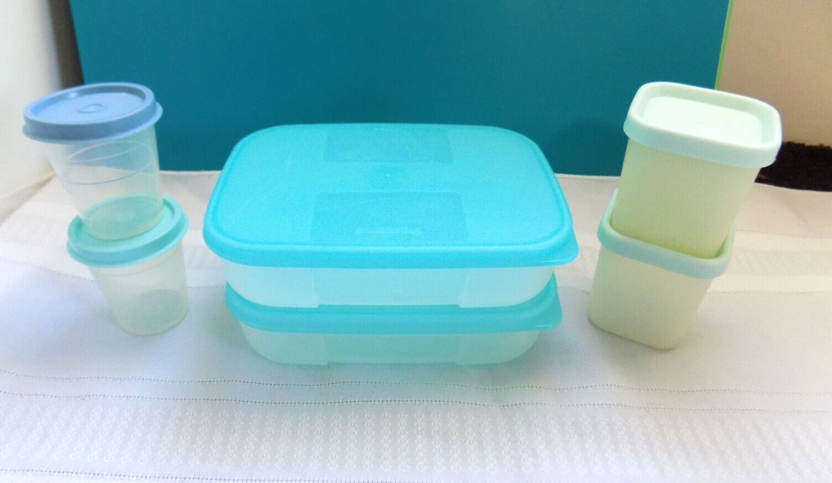 Tupperware Lot of 6 Small/Mini Containers 2 Freezer Mate, 2