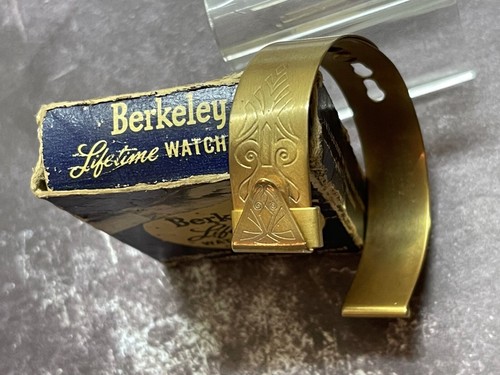 1940 Segunda Guerra Mundial tipo militar reloj amarillo chapado en oro 16 mm correa de puño de Berkeley EE. UU. - Imagen 2 de 11