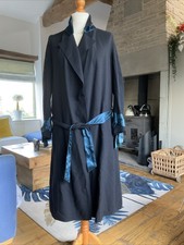 Forte Forte Italian Blue/black Viscose&wool Long Duster Coat/ Robe Size 44
