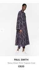 Women Paul Smith Daisy Chain Navy Floral Print Trapeze Coat Uk 10