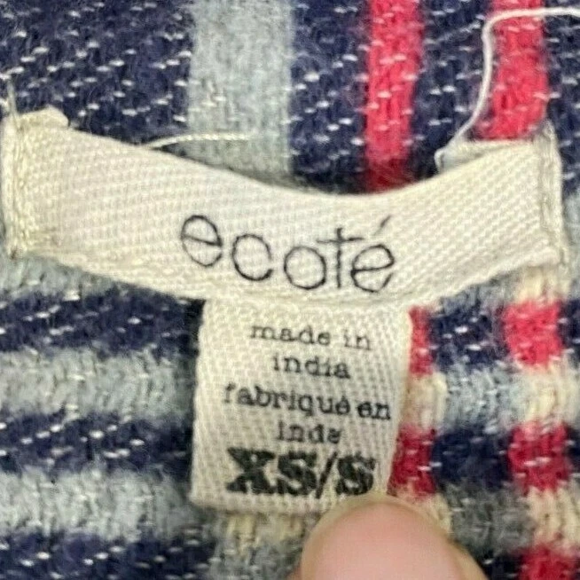 Camisa de franela pesada Ecote para mujer talla XS/S manga larga broches de presión diseño descolorido Foto 3 de 4