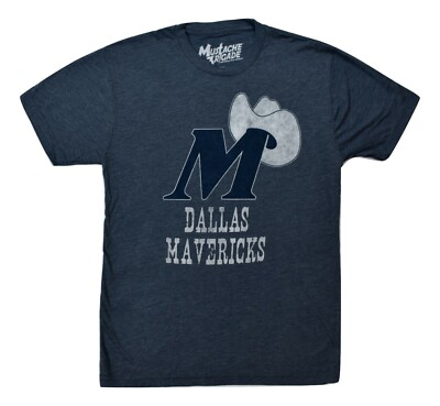 Mustache Brigade Hardwood Classics Mens NBA Dallas Mavericks Blue Shirt New  S