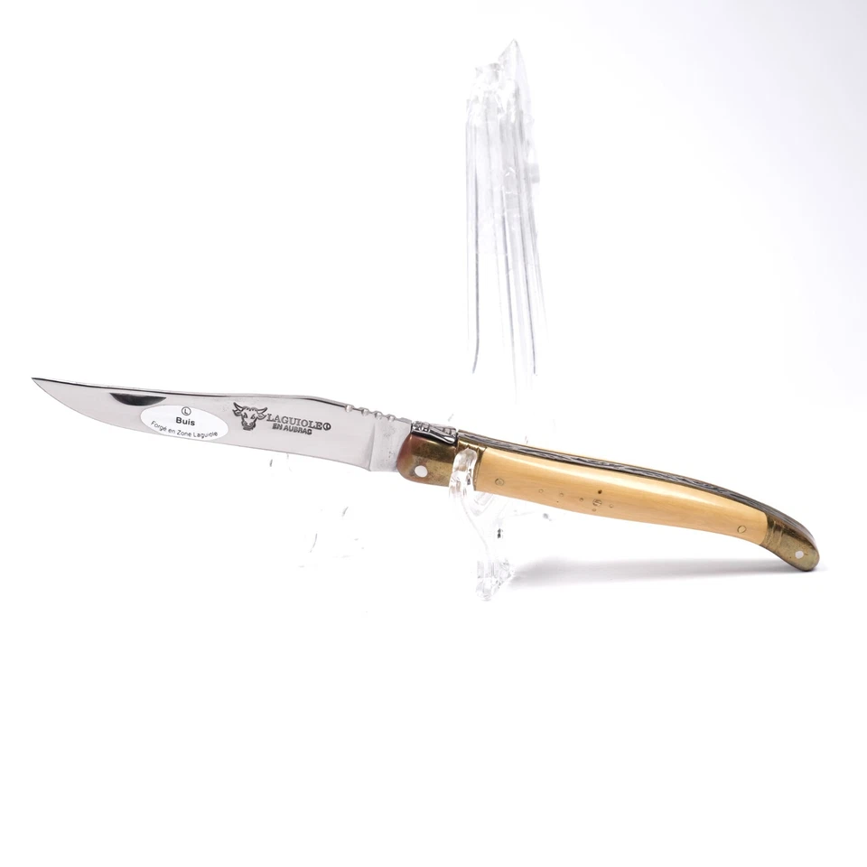 NOVA FACA DE BOLSO DOBRÁVEL FRANCESA LAGUIOLE EN AUBRAC CABO DE BUXO FEITA À MÃO - Imagem 3 de 4