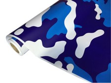 9,59€/m² Camouflage Autofolie 5m x152cm Luftkanäle Weiß Blau #35