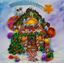 Mini Bead embroidery kit Gingerbread House DIY Embroidery Kit beadwork pattern