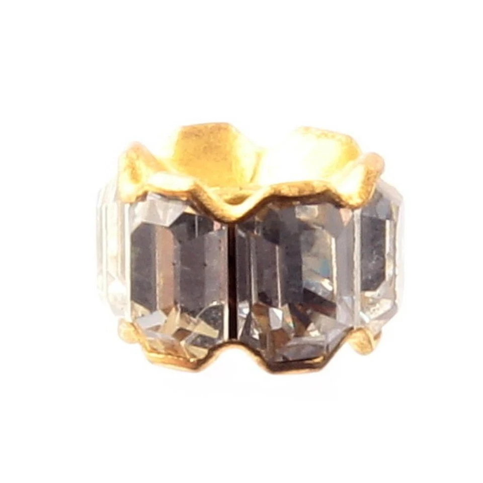 Vintage Checo Oro Metal Octágono Estrás Rondelle Cuentas de Vidrio 12x8mm  Foto 3 de 4