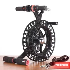 12.6" Disc Brake Alloy Kite Line Winder Reel with Shoulder Strap Adults Outdoors