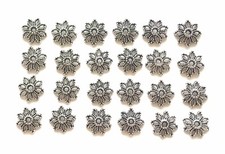 Lot Of 24 Bead Caps Fancy Tibetan Antique Silver Flower 10x2 mm. US SELLER