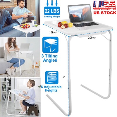 Folding Laptop Table Desk Tray for Bed Dorm Home Sofa TV Bar Snack Adjustable