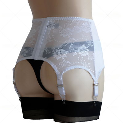 Damen Vintage Shiny Satin Lace Patchwork Garter Belt mit 6 Straps  Strumpfhalter | eBay