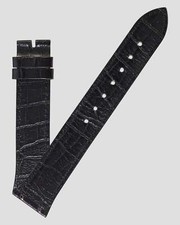 Ecclissi 20mm x 16mm Black Alligator Grain Leather Strap with screw holes 10456