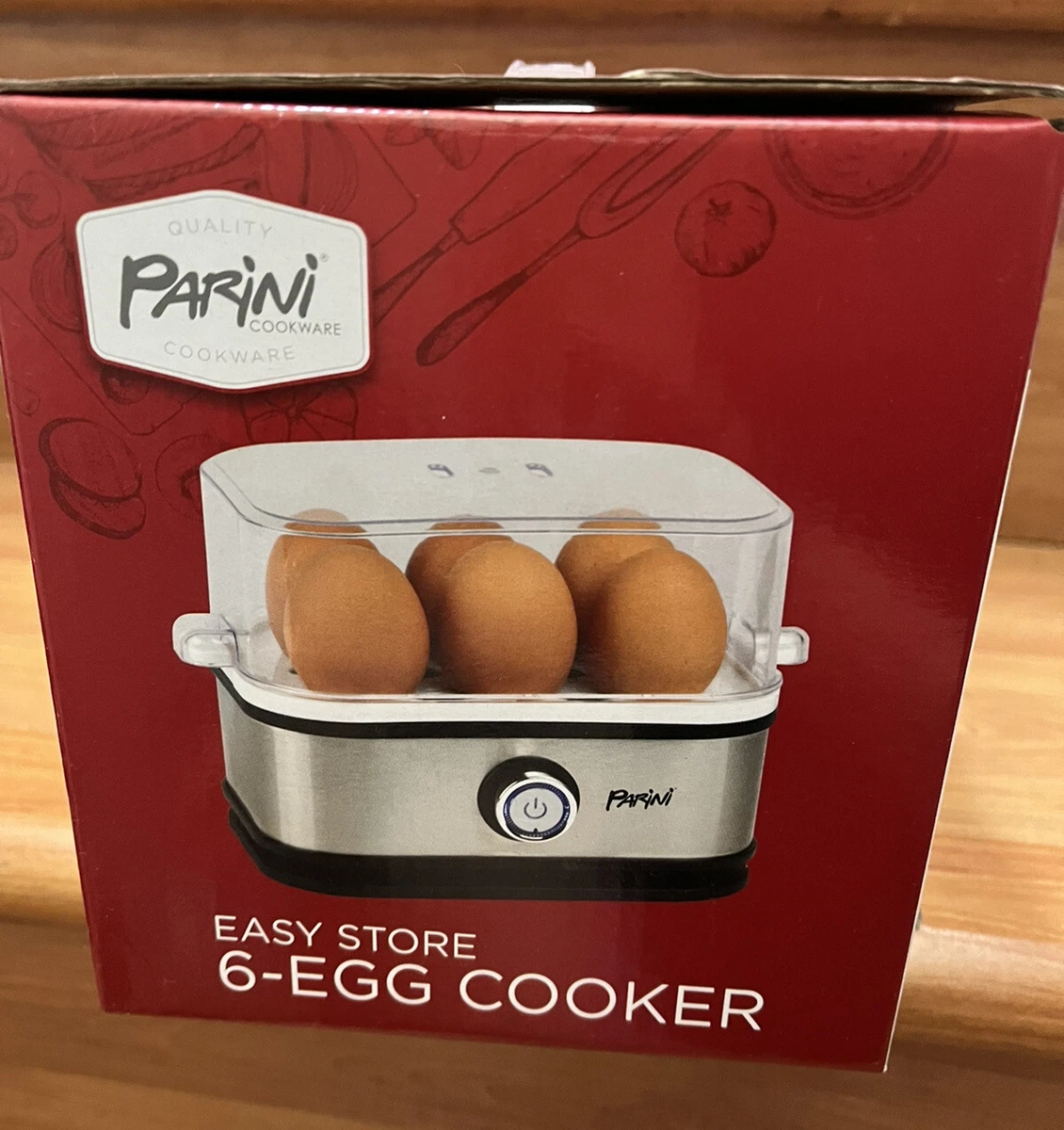 Parini Cookware Easy Store 6-Egg Cooker 120V Stainless Steel - New/Box